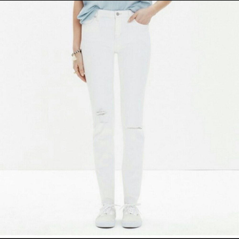 Madewell Alley Straight White Distressed Jeans